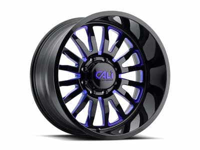 Cali 9110-2183BTB Summit 9110 GB-BL 20x10 Blue Milled Spokes Gloss Black 6x139.7 BP -25 Offset / Cali Offroad 9110-2183BTB 20" Aluminum Wheel