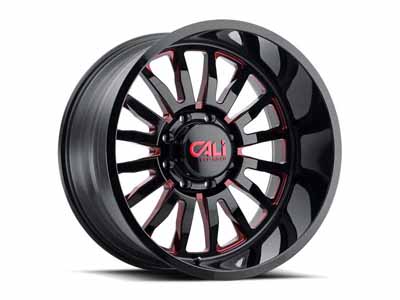Cali Offroad 9110-22270BTR Summit 9110 GB-RD 22x12 Red Milled Spokes Gloss Black 8x170 BP -51 Offset / Cali Offroad 9110-22270BTR 22" Aluminum Wheel