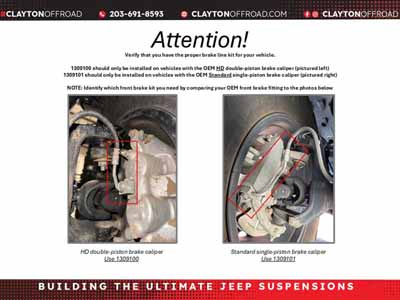 Clayton Off Road COR-1309100 Jeep HD Front Brake Lines 2018+ JL/JT / Clayton Off Road COR-1309100 Brake Lines