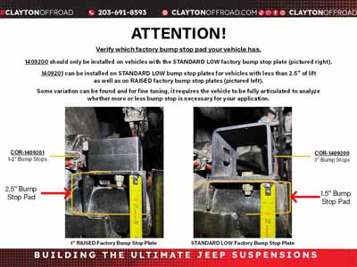 Clayton Off Road COR-1409200 Jeep Wrangler 3-inch Rear Bump Stops 2018+ JL / Clayton Off Road COR-1409200 Bump Stops