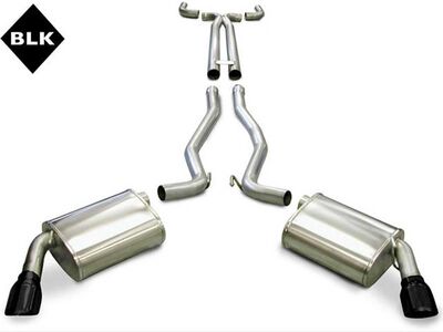 Corsa 14953BLK Sport Cat-Back Exhaust + XO Exhaust with Black Tip for 2010-2015 Camaro RS 3.6 / Corsa 14953BLK Sport Cat-Back & X-Pipe