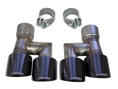Corsa 21038BLK Twin 4-inch Black PVD Pro-Series Tip Kit (Clamps Included) for 2018-2023 Mustang 5.0/ / Corsa 21038BLK Exhaust Tip Kit