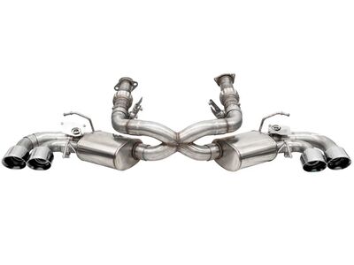 Corsa 21100 Variable Sound 3" Valved Cat-Back Exhaust, 4.5" Polished Tips, 2020-Up Corvette C8 w/AFM / Corsa 21100 Corvette C8 Cat-Back Exhaust