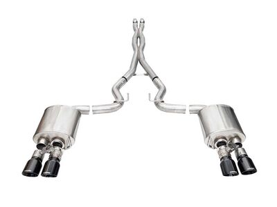Corsa 21259BLK Xtreme 3" Cat-Back Exhaust System with Twin 4" Black Tip for 2024-Up Mustang 5.0 / Corsa 21259BLK Xtreme Cat-Back