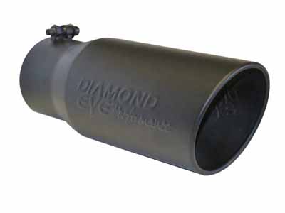 Diamond Eye 4512BRA-DEBK Exhaust Pipe Tip 4" Inlet X 5" Outlet X 12" Rolled Angle Black Powdercoat / Diamond Eye Performance 4512BRA-DEBK Exhaust Tip