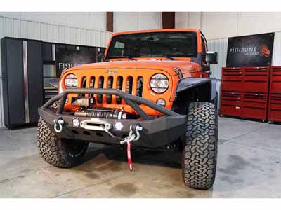 Fishbone Offroad FB22003 Black Powercoated Front Winch Bumper W/LEDs Full Width 2007-2018 Wranger JK / Fishbone Offroad FB22003 Front Winch Bumper