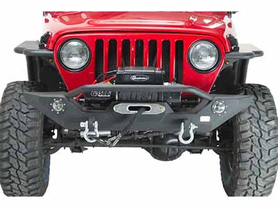 Fishbone Offroad FB22016 Black Steel Textured Powercoat Front Bumper W/LED's 1987-06 Wrangler TJ/YJ / Fishbone Offroad FB22016 Front Bumper