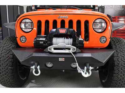 Fishbone Offroad FB22045 Manowar Series Black Steel Front Bumper for 2007-2018 Wrangler JK / Fishbone Offroad FB22045 Front Winch Bumper