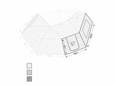 Overland Vehicle Systems 18129910 270 Awning Wall 1 Passenger Side Wall with Door & Window / Overland Vehicle Systems 18129910 Roof Top Tent