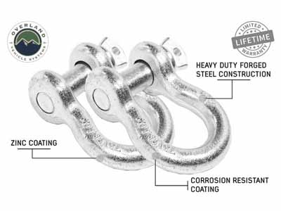 Overland Vehicle Systems 19010205 Recovery Shackle D-Ring Bow Shackle vs Soft Shackle / Overland Vehicle Systems 19010205 D Ring Shackle