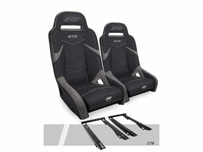 PRP Seats A7301-PORXP-C79-203 GT3 Suspension Seats Kit for Polaris, Pair Black & Gray / PRP Seats A7301-PORXP-C79-203 Seats