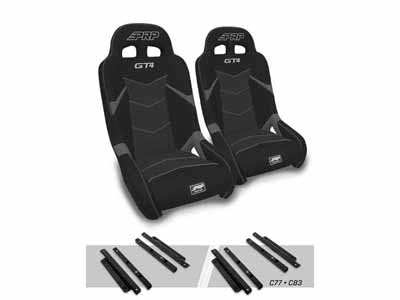 PRP Seats AU63001-PORXP-C83-203 GT4 Suspension Seats Kit for Polaris, Pair, Black and Gray / PRP Seats AU63001-PORXP-C83-203 Seats