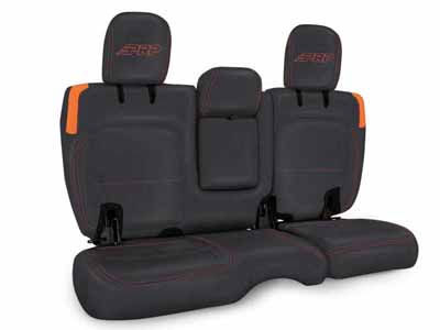 PRP Seats B044-07 Rear Bench Cover for Jeep Wrangler JLU, 4 door with Armrest Black and Orange / PRP Seats B044-07 Seat Cover