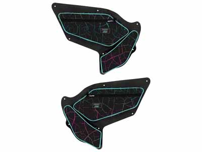 PRP Seats SHRDYE97-314 PRP Shreddy Front Door Bags with Knee Pad for Polaris Pair Cracked and Teal / PRP Seats SHRDYE97-314 Door Bag