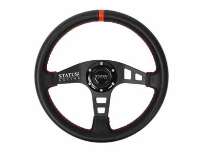PRP Seats SRG162 Flat Leather Steering Wheel 13 Inch Diameter Red / PRP Seats SRG162 Steering Wheel