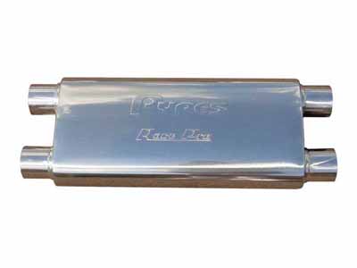 Pypes MVR100S Race Pro Series Muffler 2.5 in Dual Inlet/Outlet 20 in L Hardware Not Incl Polished / Pypes Performance Exhaust MVR100S Muffler