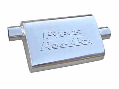 Pypes Exhaust MVR19S Race Pro Muffler 14 Inch Body 3 Inch Offset Inlet/Center Outlet 304 Stainless / Pypes Performance Exhaust MVR19S Muffler