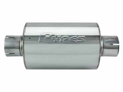 Pypes MVR2010S M-80 Series Muffler 2.5 in Round 6 in Width Hardware Not Incl Polished / Pypes Performance Exhaust MVR2010S Muffler