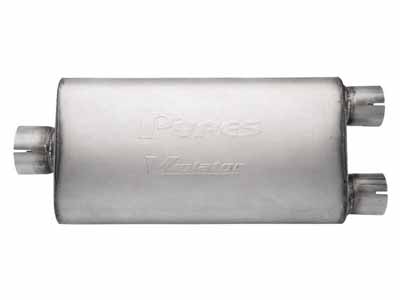 Pypes MVV70 Violator Series Muffler 3 in Center Inlet/2.5 in Dual Outlet 18 in L Natural / Pypes Performance Exhaust MVV70 Muffler