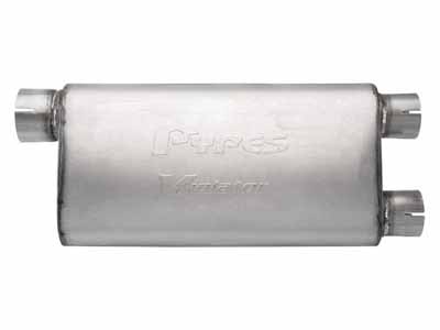 Pypes MVV71 Violator Series Muffler 3 in Offset Inlet/2.5 in Dual Outlet 18 in L Natural / Pypes Performance Exhaust MVV71 Muffler