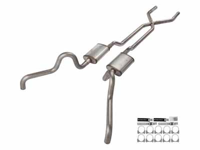 Pypes SFF10R 1966-71 Fairlane 2.5" X-Pipe Crossmember Back Quarter Panel Exit Exhaust Race Pro / Pypes Exhaust SFF10R Crossmember-Back Exhaust