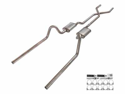 Pypes SFF11T 1966-71 Fairlane 2.5" X-Pipe Crossmember Back Rear Exit Exhaust Turbo Pro Mufflers / Pypes Exhaust SFF11T Crossmember-Back Exhaust