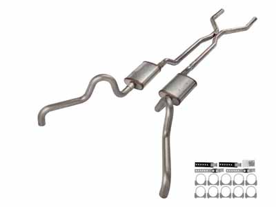 Pypes SFF40 1966-71 Fairlane 2.5" H-Pipe Crossmember Back Quarter Panel Exit Exhaust No Mufflers / Pypes Exhaust SFF40 Crossmember-Back Exhaust