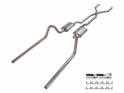 Pypes SFF41R 1966-71 Fairlane 2.5" H-Pipe 2.5" Crossmember Back Rear Exit Exhaust Race Pro Mufflers / Pypes Exhaust SFF41R Crossmember-Back Exhaust