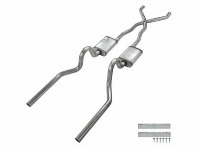 Pypes SFM05V 2.5" Crossmember Back w/X-Pipe Exhaust 65-70 Convertible Mustang Split Rear Dual Exit / Pypes Exhaust SFM05V Crossmember-Back Exhaust