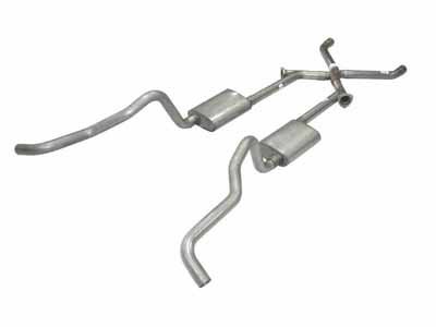Pypes SGC17T 2.5" Crossmember Back w/X-Pipe Exhaust 55-57 Tri-Five Chevy Split Rear Dual Exit 2.5" / Pypes Exhaust SGC17T Crossmember-Back Exhaust
