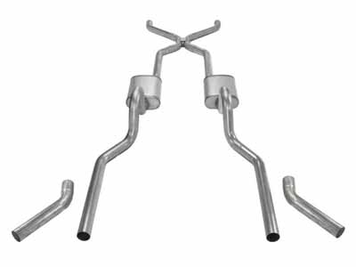 Pypes SGC40R 2.5" Crossmember Back w/H-Pipe Exhaust 55-57 Tri-Five Chevy Split Rear Dual Exit 2.5" / Pypes Exhaust SGC40R Crossmember-Back Exhaust