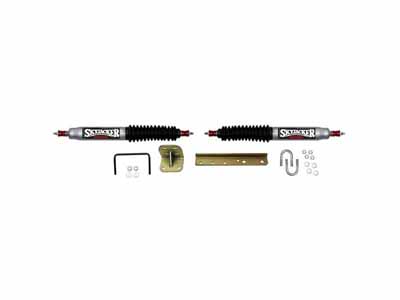 Skyjacker 9240 Steering Stabilizer Dual Kit w/o OEM Location Silver w/Black Boots / Skyjacker 9240 Steering Stabilizer Kit
