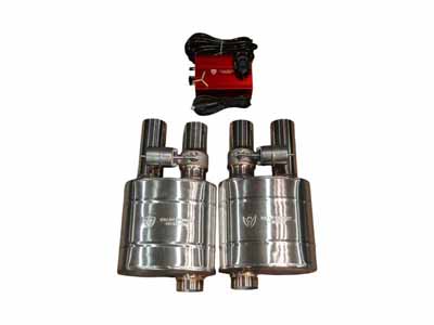 Valvetronic UVM.63MM.DUALOUT.X2 Universal Muffler Kit Single In/Dual Outlet 63MM 2.5-Inch 2 Mufflers / Valvetronic UVM.63MM.DUALOUT.X2 Muffler