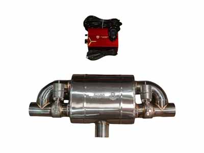 Valvetronic UVM.76MM.TSTYLE.X1 T Style Universal Muffler Kit, Single Inlet Dual Outlet 76MM 3.0-Inch / Valvetronic UVM.76MM.TSTYLE.X1 Muffler
