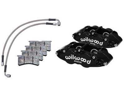 Wilwood 140-16677 FNSL4R Front Black Caliper Kit w/Brake Lines for 1984-1989 Porsche 911 w/3.5" Mnt / Wilwood 140-16677 Porsche 911 Caliper Kit w/Lines
