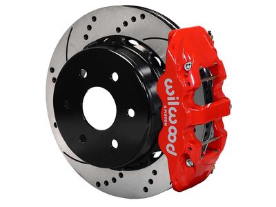 Wilwood 140-18150-DR AERO4 Rear 14" Big Brake Kit, Drilled Red, Big Ford New Style 2.5" Offset 6-Lug / Wilwood 140-18150-DR AERO4 Rear Big Brake Kit