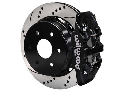 Wilwood 140-18150-D AERO4 Rear 14" Brake Kit, Drilled, Black, Big Ford New Style 2.5" Offset 6 Lug / Wilwood 140-18150-D AERO4 Rear Big Brake Kit