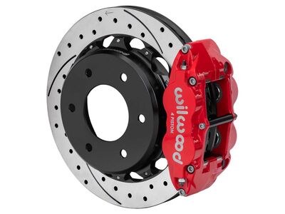 Wilwood 140-18161-DR FNSL4R Rear 12.88" EPB Brake Kit, Drilled Red, 1971-1991 GM Blazer 4x4 2.46" OS / Wilwood 140-18161-DR SL4R EPB Rear Big Brake Kit