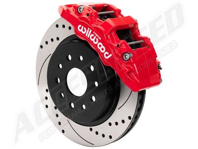 Wilwood 140-18208-DR AERO6-DM Front 13.38" Big Brake Kit, Drilled, Red for 2013-2018 Ram 1500 4WD / Wilwood 140-18208-DR AERO6-DM Front Big Brake Kit