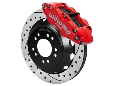 Wilwood 140-18366-DR FNSL6R Front 12.88" Brake Kit, Drilled, Red, Roadster Shop Mustang II Spindle / Wilwood 140-18366-DR FNSL6R Front Big Brake Kit