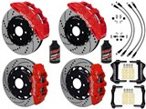 Wilwood SX6R 15" Front & AERO4 Rear Brakes, Red, Drilled, Brake Lines, Fluid 2016-up Camaro SS / 