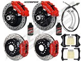 Wilwood SL6R Front 13" 1-Pc & FDL Rear 12" Brakes Red Drilled, Lines, Fluid, 1962-1972 CDP 2.36 O/S / 