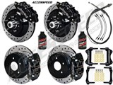 Wilwood SL6R Front 13" 1-Pc & FDL Rear 12" Brakes Black Drilled, Lines, Fluid, 1962-72 CDP 2.36 O/S / 