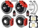 Wilwood SL6R Front 13" 1-Pc & FDL Rear 12" Brakes Red, Drilled, Lines, Fluid, 1962-1972 CDP 2.36 O/S / 