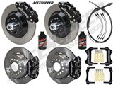 Wilwood SL6R Front 13" & Dynapro Rear 11" Brakes Black Slotted, Lines, Fluid, 1962-1972 CDP 2.50 O/S / 
