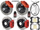 Wilwood SL6R Front 13" & Dynapro Rear 11" Brakes Red Drilled, Lines, Fluid, 1962-1972 CDP 2.50 O/S / 