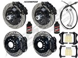Wilwood SL6R Front 14" & Dynapro Rear 11" Brakes Black Drilled, Lines, Fluid, 1962-1972 CDP 2.50 O/S / 