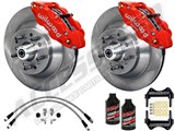 Wilwood SL6R Front 13" 1-Pc Big Brake Kit W/Lines & Fluid, Red, Slotted, 1962-1972 CDP W/OE Drum / 