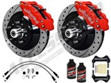 Wilwood SL6R Front 13" 1-Pc Big Brake Kit W/Lines & Fluid, Red, Drilled, 1962-1972 CDP W/OE Drum / 