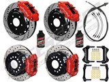 Wilwood SL6R 13" Front & DPL 12" Rear Big Brake Kit, Red, Drilled, 1966-75 Bronco W/Small 2.36" OS / 
